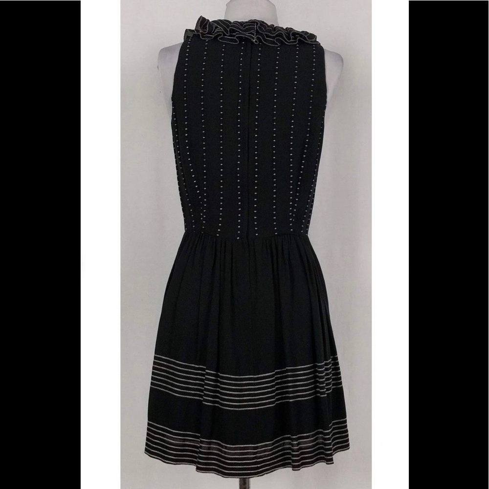 Kate Spade Black Dress White Stitching Silk sz 4 - Picture 3 of 8